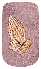 DAROYAL-516-BZ-SH-OR Bronze Praying Hands Shimmer Orchid Background